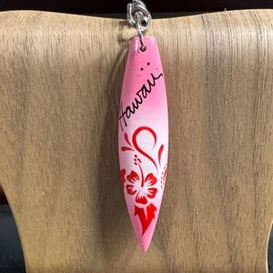 Pink and Red Hawaii Surfboard Keychain